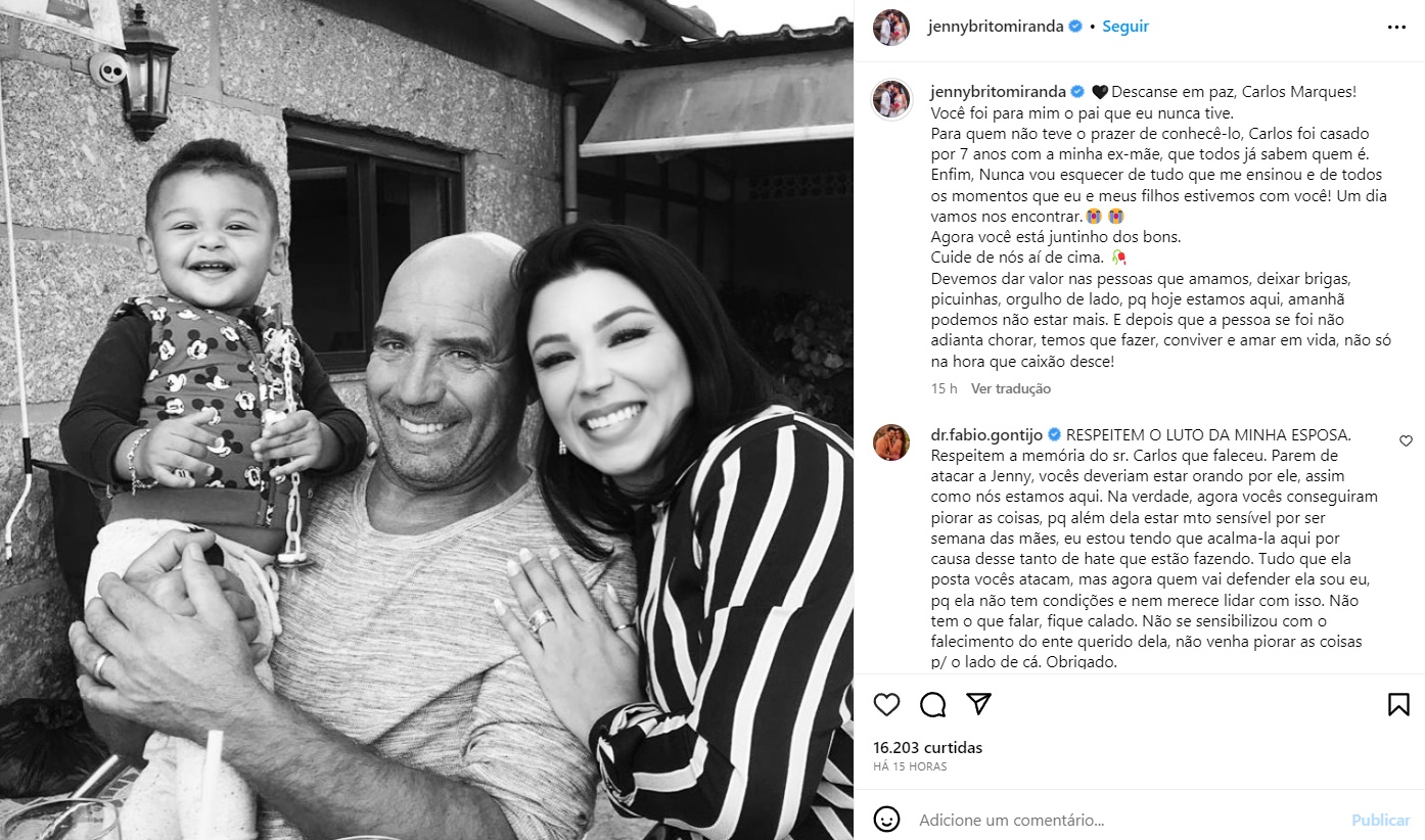 Jenny Miranda lamenta morte de Carlos Marques