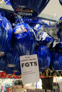 Folheto sugere alternativa do FGTS para comprar de ovo de Páscoa