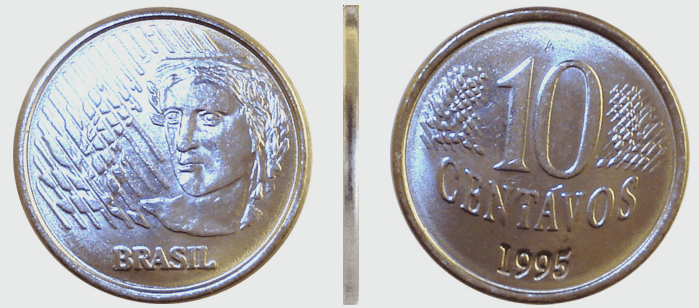 Moeda de 10 centavos de 1995.